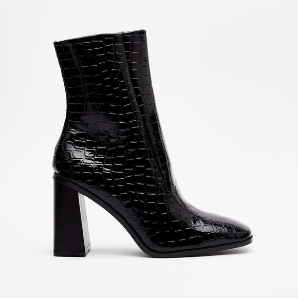 Taking Flare of Business Croc Heeled Boots - Picture 2 of 2